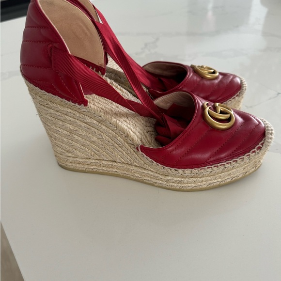 Gucci Palmyra Ankle Tie Espadrille Wedge (Woman) - Picture 2 of 6